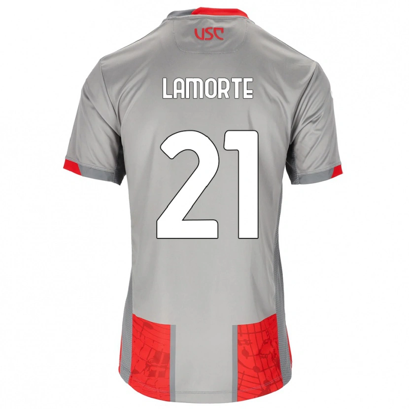Danxen Enfant Maillot Alessandro Lamorte #21 Rouge Gris Tenues Domicile 2025/26 T-Shirt