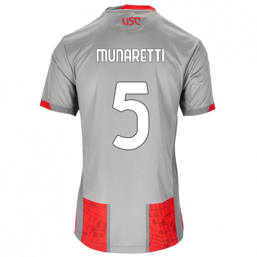 Danxen Enfant Maillot Luca Munaretti #5 Rouge Gris Tenues Domicile 2025/26 T-Shirt