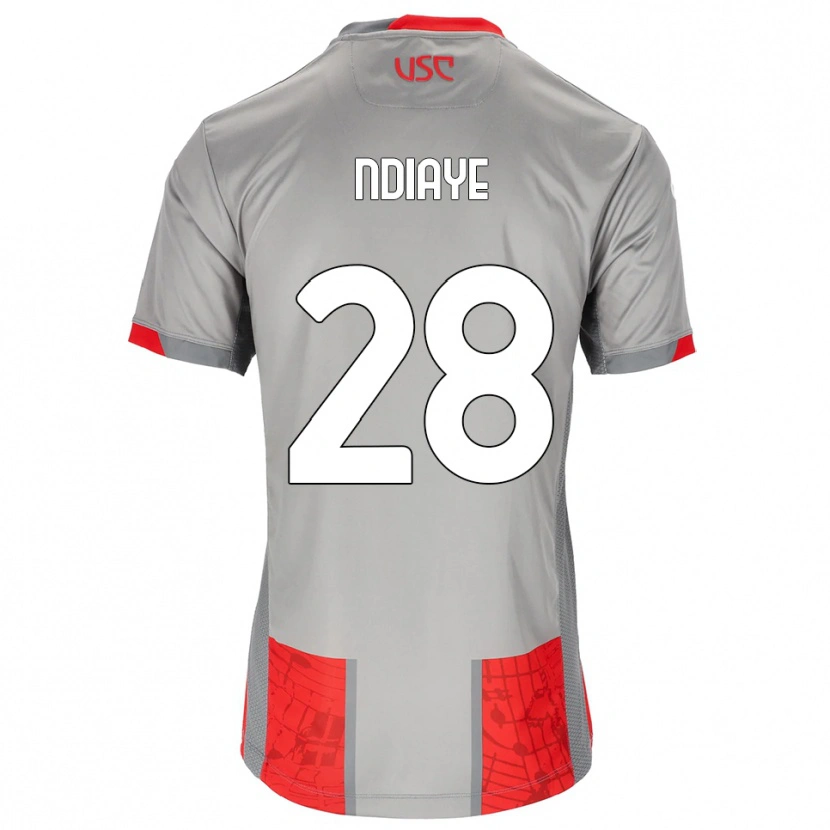 Danxen Enfant Maillot Maissa Ndiaye #28 Rouge Gris Tenues Domicile 2025/26 T-Shirt