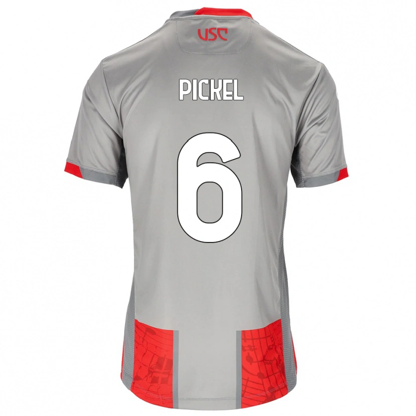 Danxen Enfant Maillot Charles Pickel #6 Rouge Gris Tenues Domicile 2025/26 T-Shirt