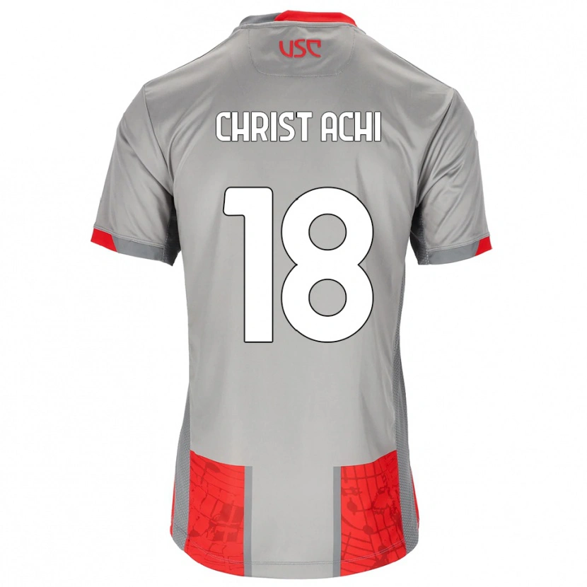 Danxen Enfant Maillot Ange Christ Achi #18 Rouge Gris Tenues Domicile 2025/26 T-Shirt