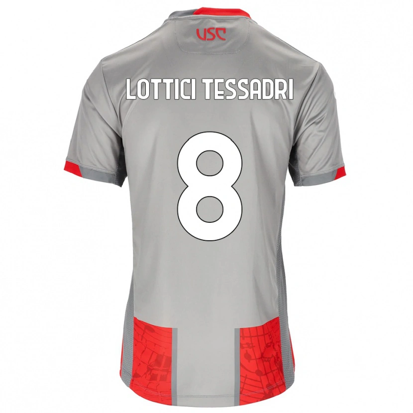 Danxen Enfant Maillot Simone Lottici Tessadri #8 Rouge Gris Tenues Domicile 2025/26 T-Shirt