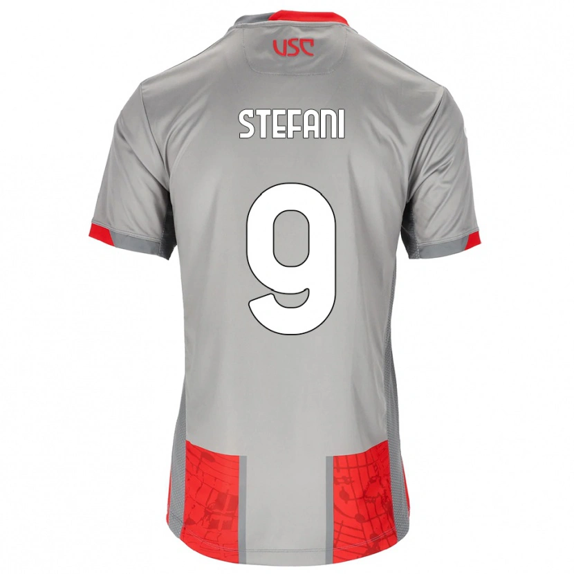 Danxen Enfant Maillot Christian Stefani #9 Rouge Gris Tenues Domicile 2025/26 T-Shirt
