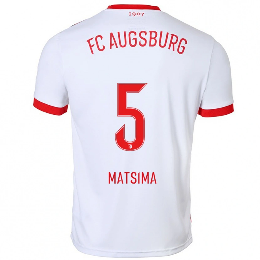 Danxen Enfant Maillot Chrislain Matsima #5 Blanc Rouge Tenues Domicile 2025/26 T-Shirt