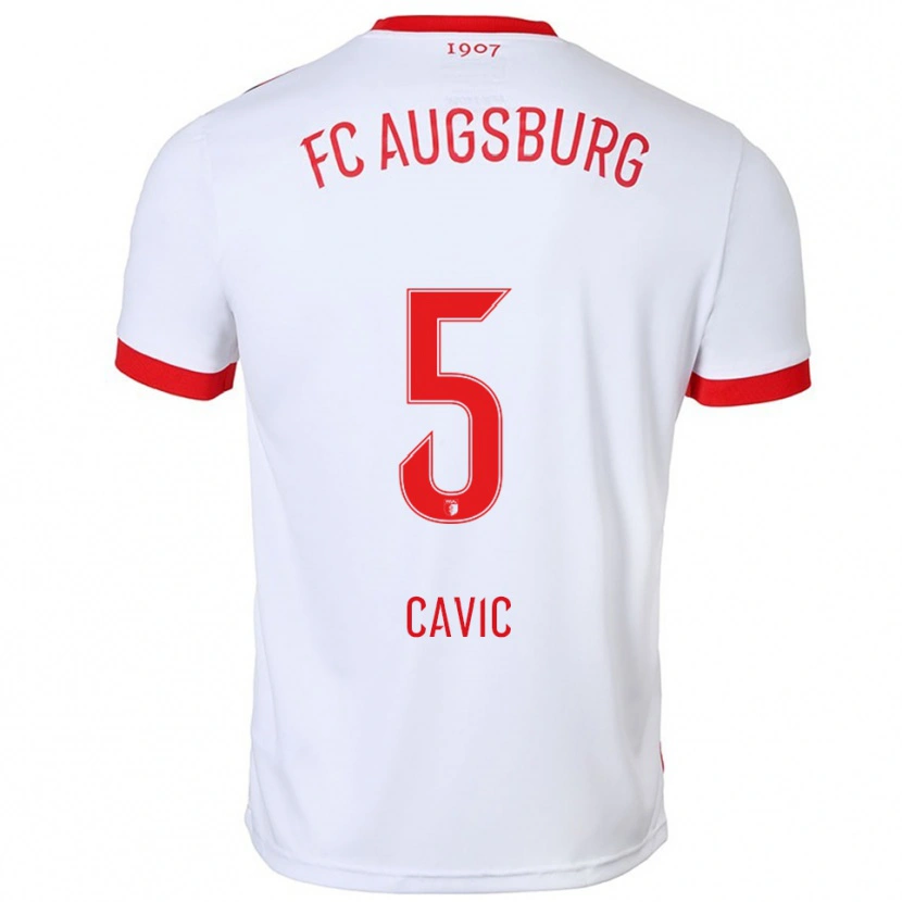 Danxen Enfant Maillot Andrej Cavic #5 Blanc Rouge Tenues Domicile 2025/26 T-Shirt