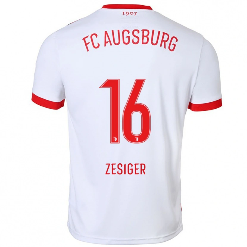 Danxen Enfant Maillot Cédric Zesiger #16 Blanc Rouge Tenues Domicile 2025/26 T-Shirt
