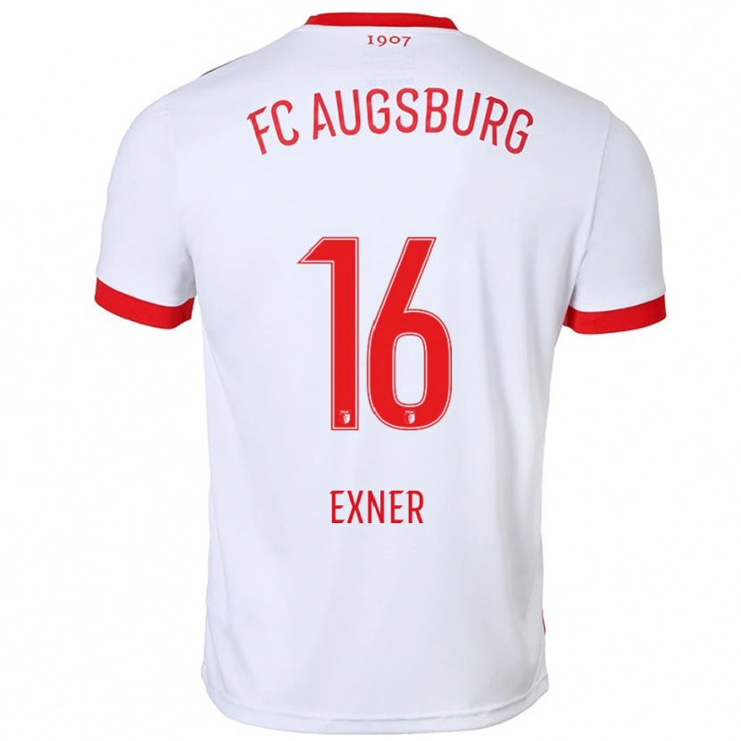 Danxen Enfant Maillot Ben Exner #16 Blanc Rouge Tenues Domicile 2025/26 T-Shirt