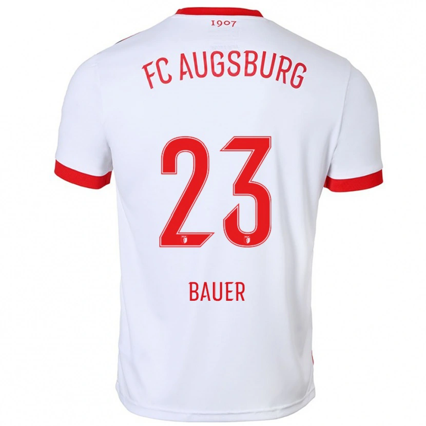 Danxen Enfant Maillot Maximilian Bauer #23 Blanc Rouge Tenues Domicile 2025/26 T-Shirt