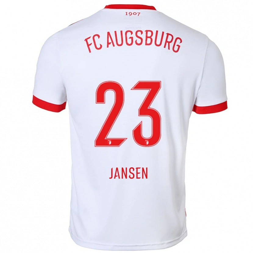 Danxen Enfant Maillot Annika Jansen #23 Blanc Rouge Tenues Domicile 2025/26 T-Shirt