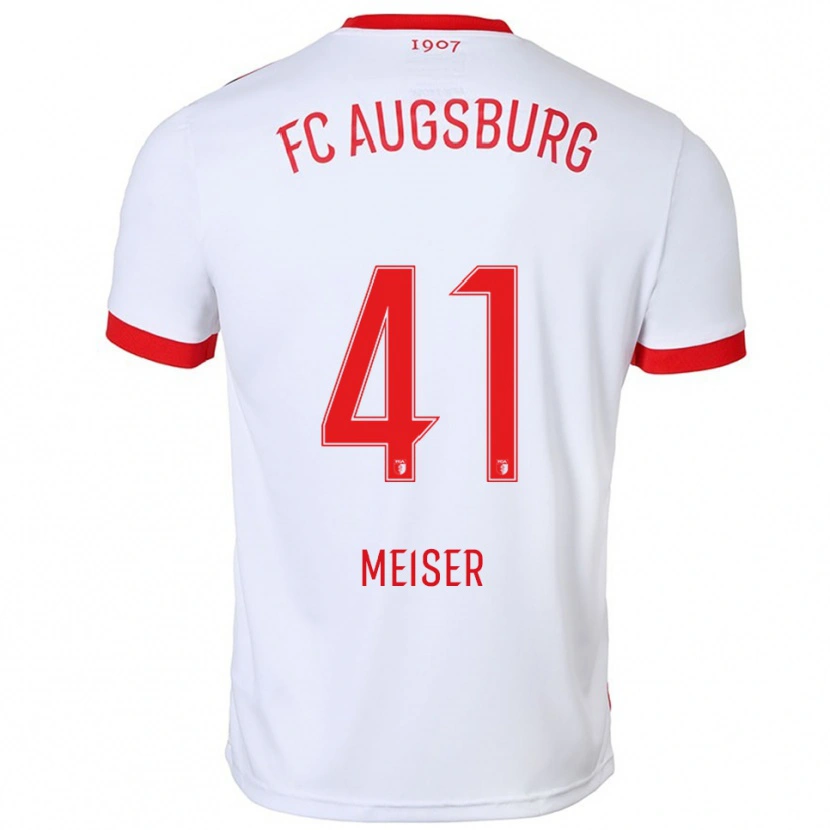Danxen Enfant Maillot Felix Meiser #41 Blanc Rouge Tenues Domicile 2025/26 T-Shirt