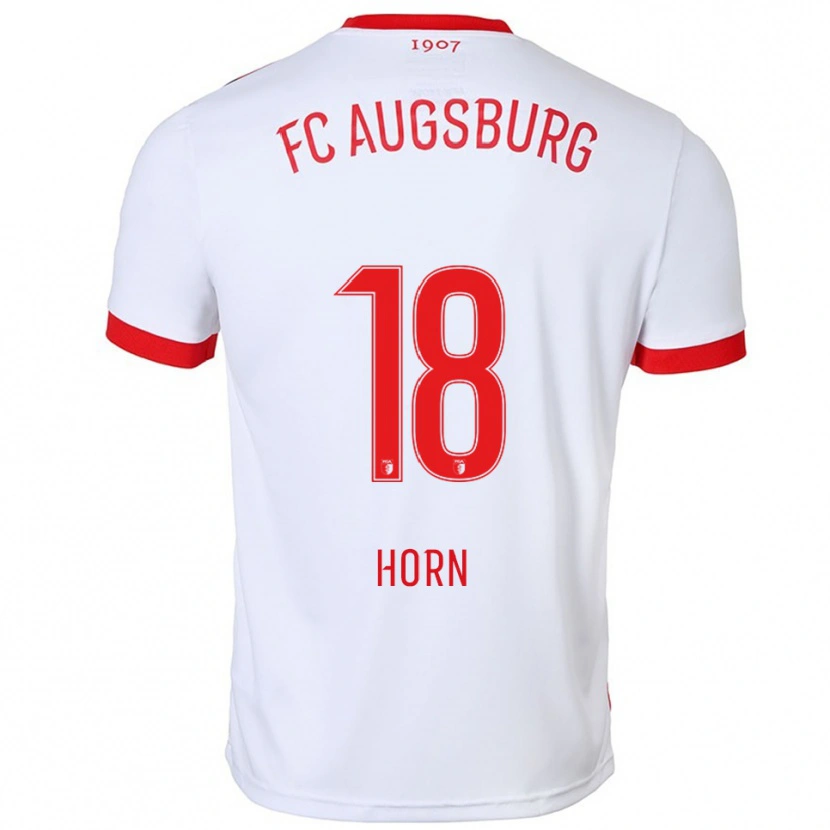 Danxen Enfant Maillot Tobias Horn #18 Blanc Rouge Tenues Domicile 2025/26 T-Shirt