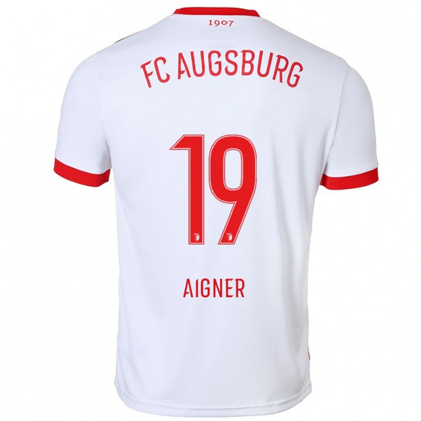 Danxen Enfant Maillot Lukas Aigner #19 Blanc Rouge Tenues Domicile 2025/26 T-Shirt