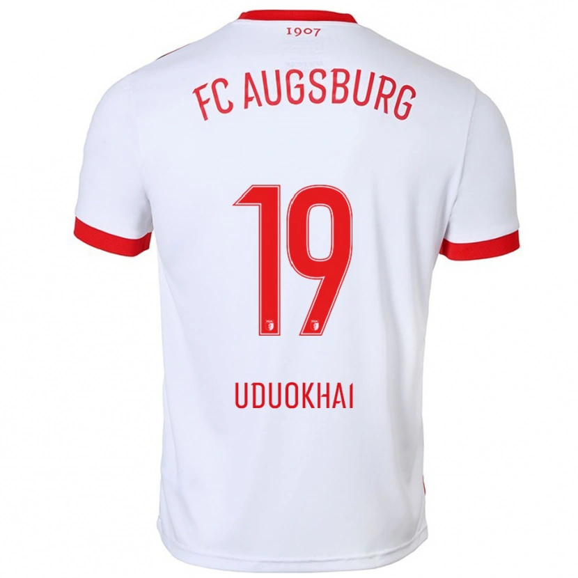 Danxen Enfant Maillot Felix Uduokhai #19 Blanc Rouge Tenues Domicile 2025/26 T-Shirt