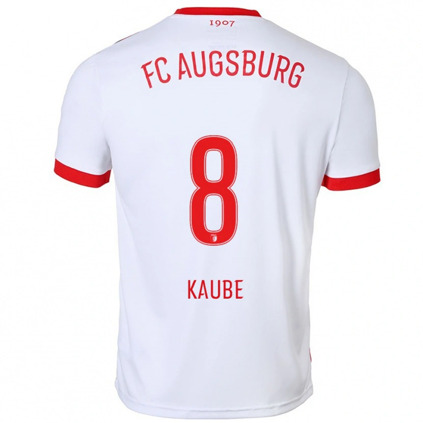 Danxen Enfant Maillot Moritz Kaube #8 Blanc Rouge Tenues Domicile 2025/26 T-Shirt