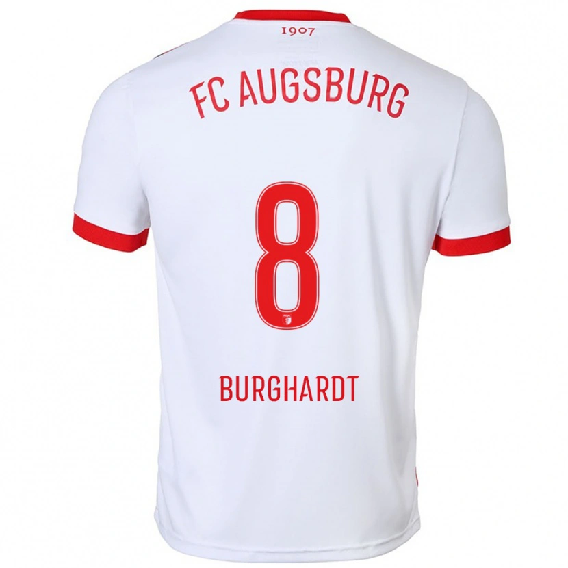 Danxen Enfant Maillot Kilian Burghardt #8 Blanc Rouge Tenues Domicile 2025/26 T-Shirt
