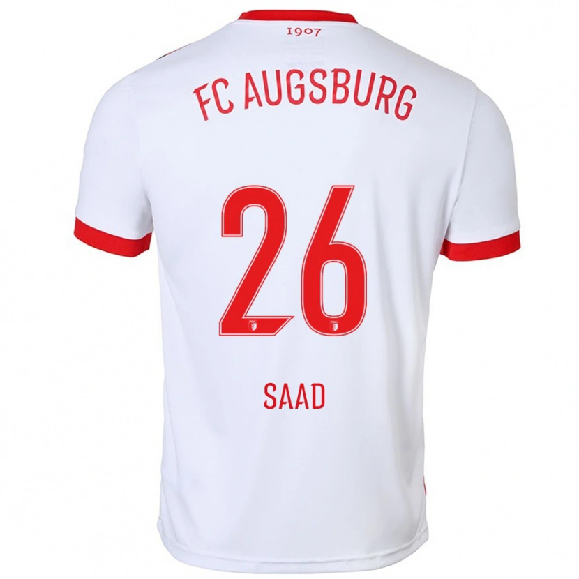 Danxen Enfant Maillot Elias Saad #26 Blanc Rouge Tenues Domicile 2025/26 T-Shirt