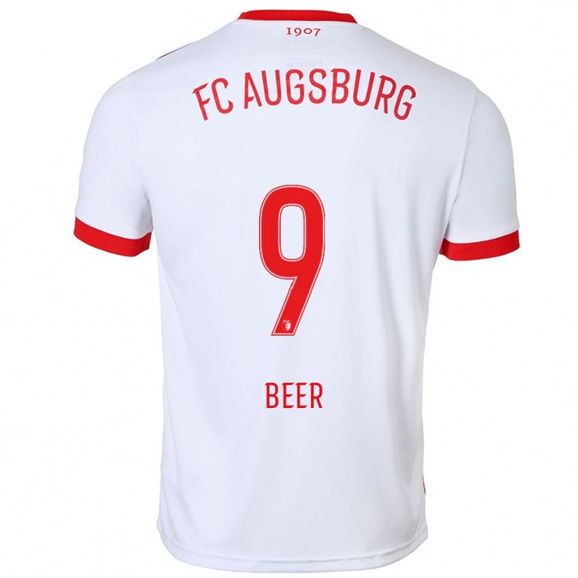 Danxen Enfant Maillot Eliah Beer #9 Blanc Rouge Tenues Domicile 2025/26 T-Shirt