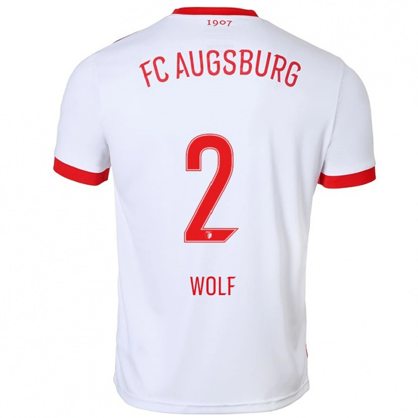 Danxen Enfant Maillot Paul Wolf #2 Blanc Rouge Tenues Domicile 2025/26 T-Shirt