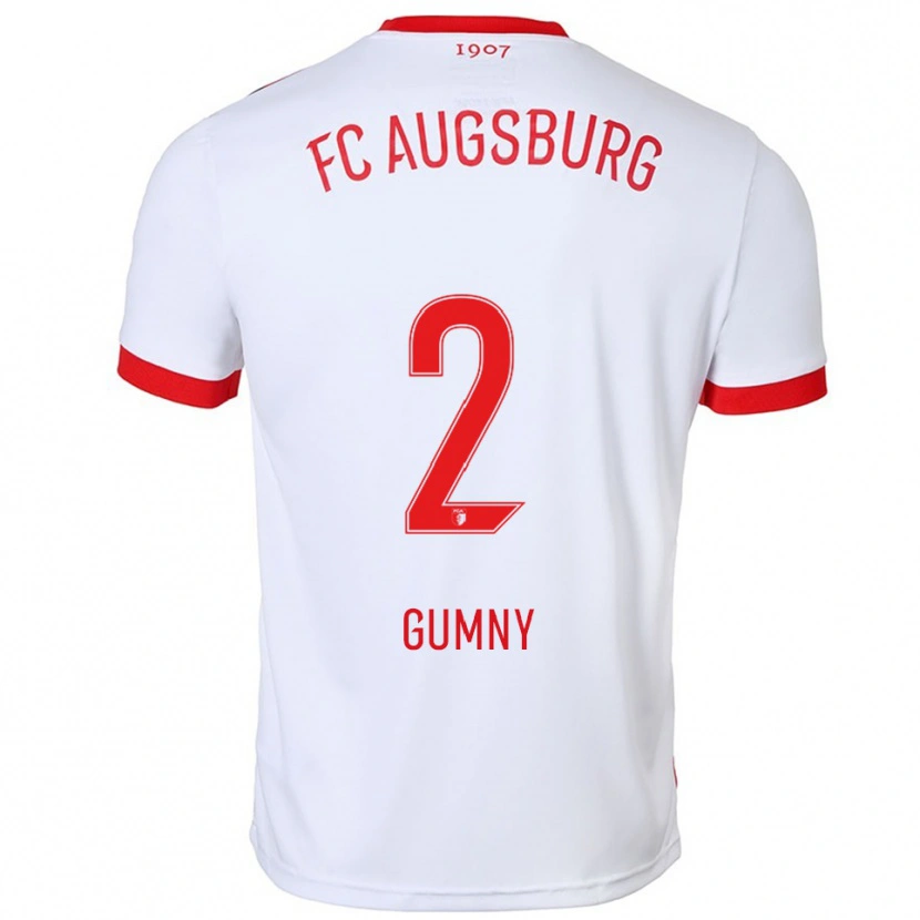 Danxen Enfant Maillot Robert Gumny #2 Blanc Rouge Tenues Domicile 2025/26 T-Shirt