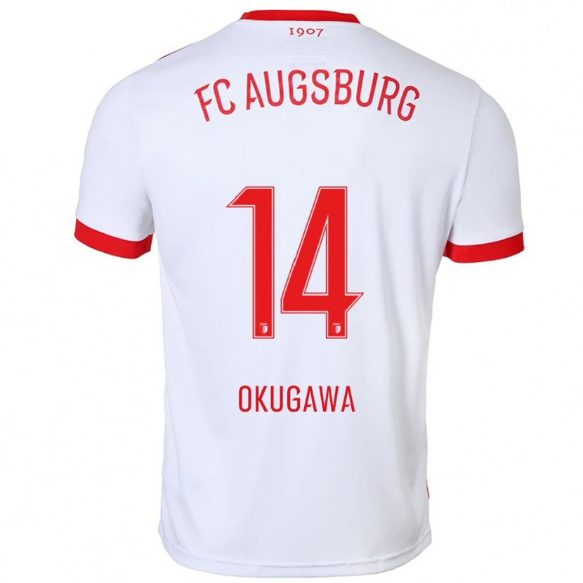 Danxen Enfant Maillot Masaya Okugawa #14 Blanc Rouge Tenues Domicile 2025/26 T-Shirt