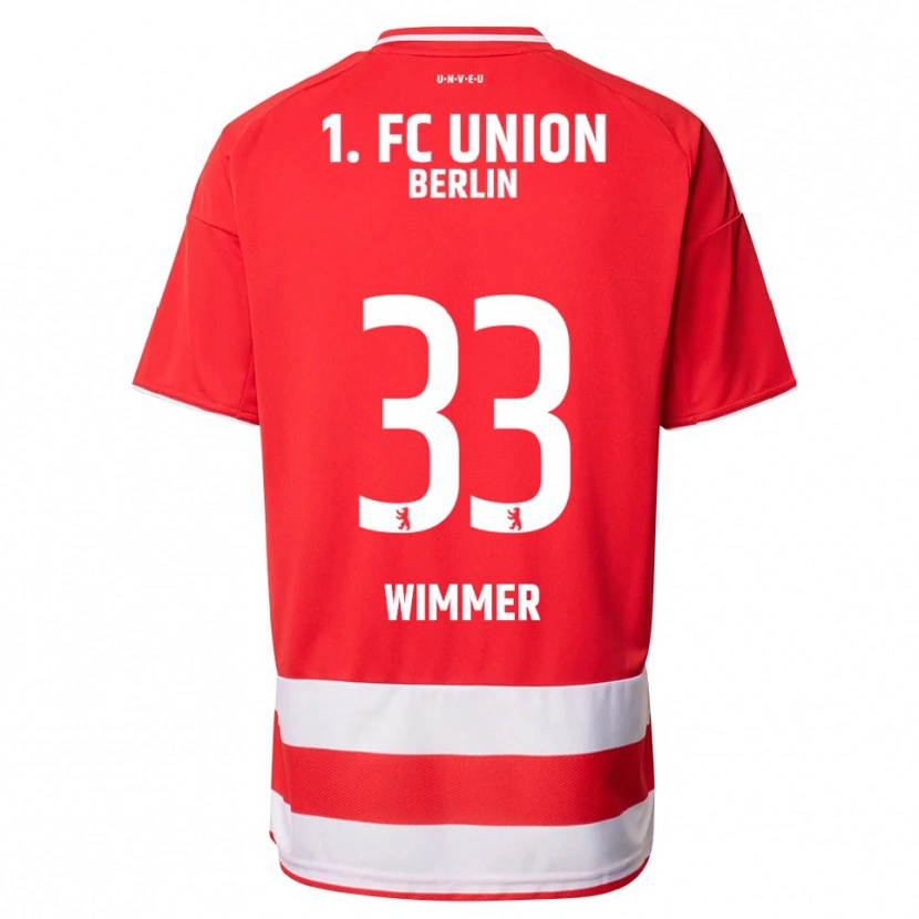 Danxen Enfant Maillot Pauline Wimmer #33 Rouge Blanc Tenues Domicile 2025/26 T-Shirt