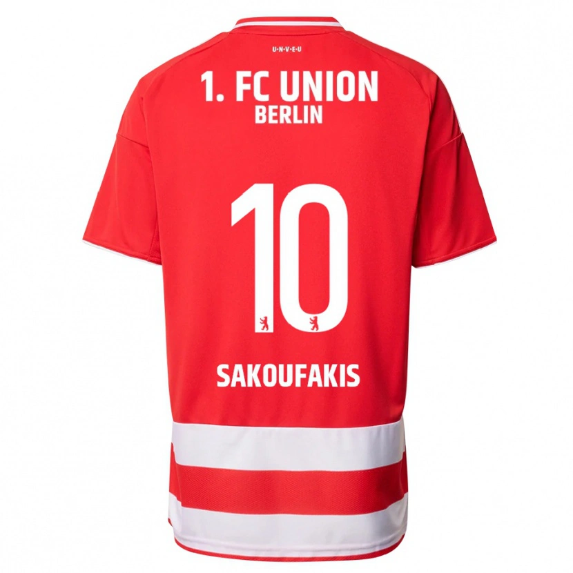 Danxen Enfant Maillot Theodor Sakoufakis #10 Rouge Blanc Tenues Domicile 2025/26 T-Shirt