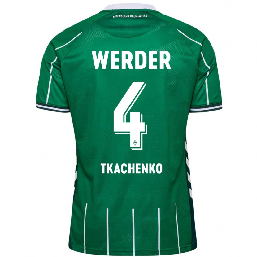 Danxen Enfant Maillot Oleksandr Tkachenko #4 Vert Blanc Tenues Domicile 2025/26 T-Shirt