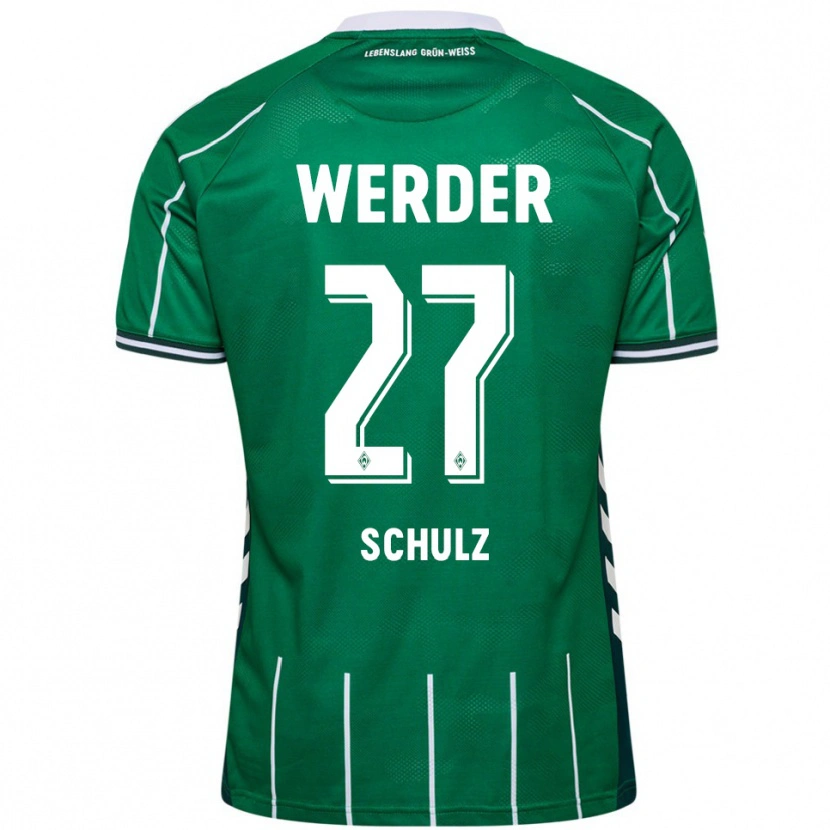 Danxen Enfant Maillot Ole Schulz #27 Vert Blanc Tenues Domicile 2025/26 T-Shirt