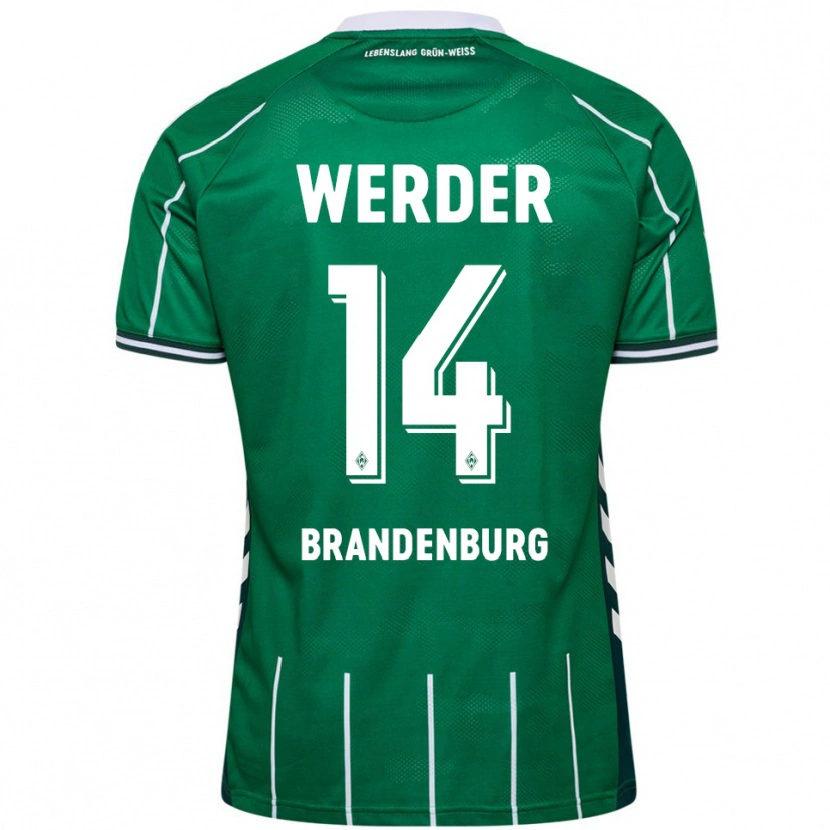 Danxen Enfant Maillot Michaela Brandenburg #14 Vert Blanc Tenues Domicile 2025/26 T-Shirt