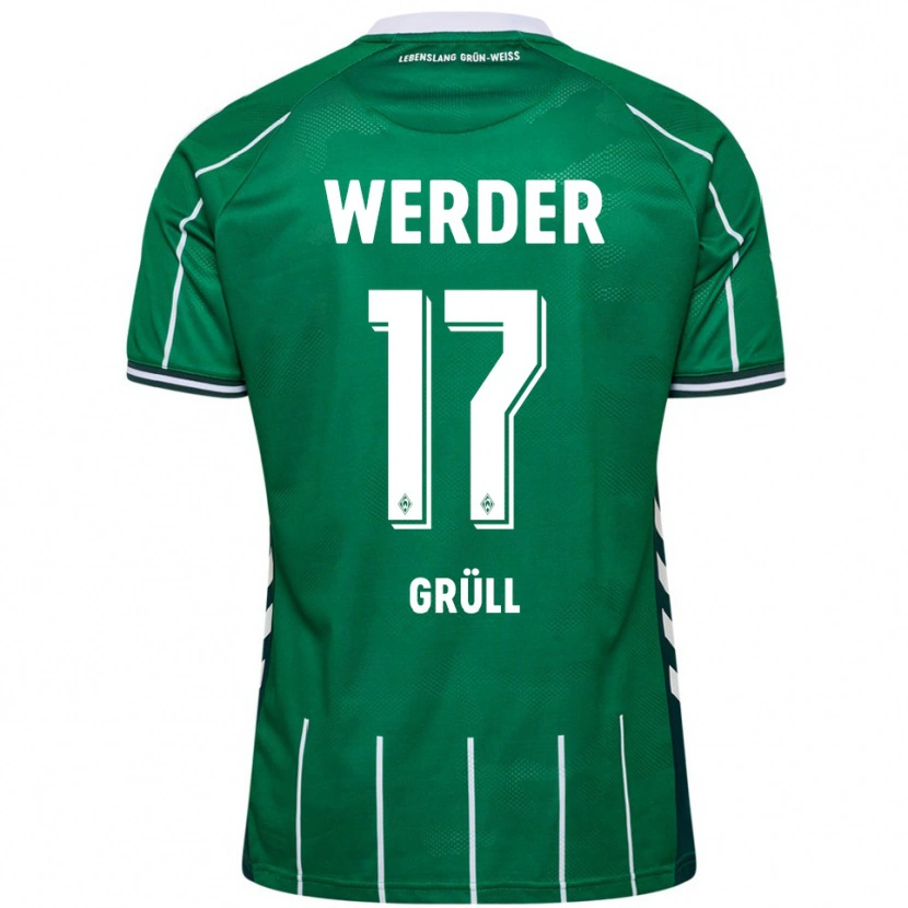 Danxen Enfant Maillot Marco Grüll #17 Vert Blanc Tenues Domicile 2025/26 T-Shirt
