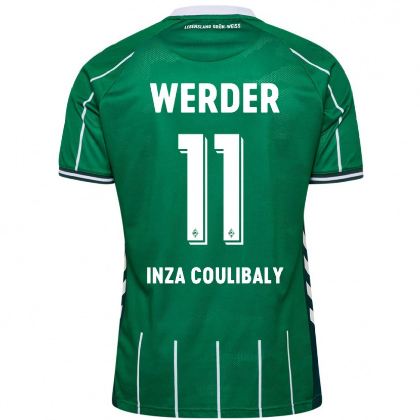 Danxen Enfant Maillot Ben Inza Coulibaly #11 Vert Blanc Tenues Domicile 2025/26 T-Shirt