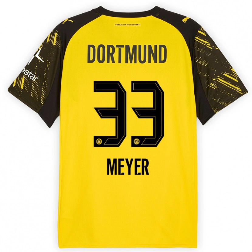 Danxen Enfant Maillot Alexander Meyer #33 Jaune Noir Tenues Domicile 2025/26 T-Shirt