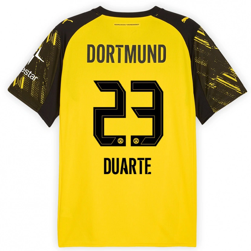 Danxen Enfant Maillot Enzo Duarte #23 Jaune Noir Tenues Domicile 2025/26 T-Shirt