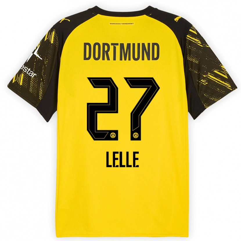 Danxen Enfant Maillot David Lelle #27 Jaune Noir Tenues Domicile 2025/26 T-Shirt