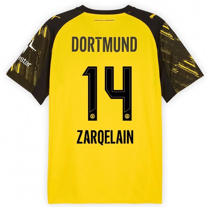 Danxen Enfant Maillot Fadi Zarqelain #14 Jaune Noir Tenues Domicile 2025/26 T-Shirt