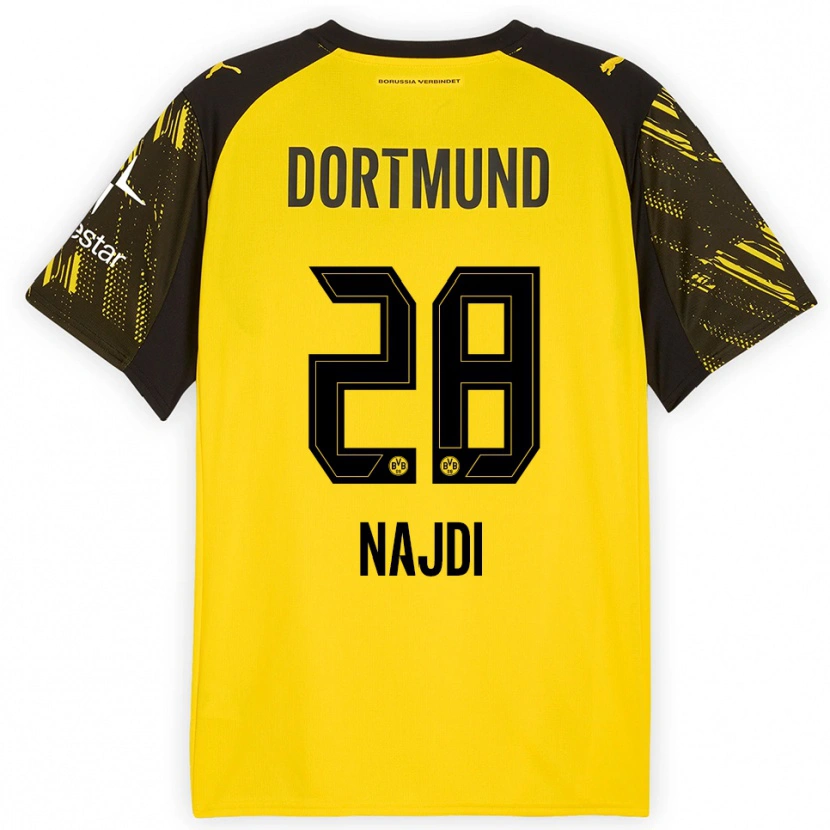 Danxen Enfant Maillot Ahmad Najdi #28 Jaune Noir Tenues Domicile 2025/26 T-Shirt