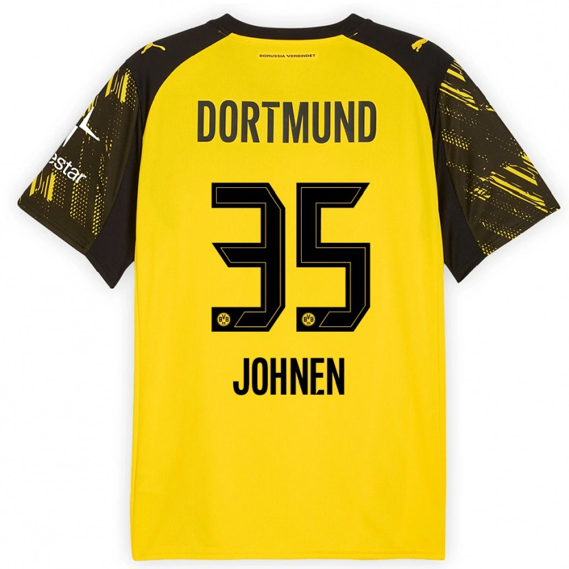 Danxen Enfant Maillot Marcel Johnen #35 Jaune Noir Tenues Domicile 2025/26 T-Shirt
