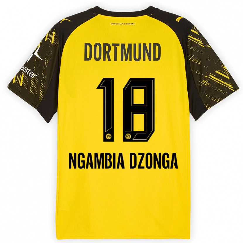 Danxen Enfant Maillot Diego Ngambia #18 Jaune Noir Tenues Domicile 2025/26 T-Shirt