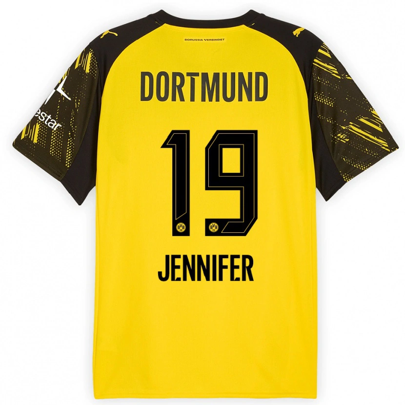 Danxen Enfant Maillot Gutierrez Bermejo Jennifer #19 Jaune Noir Tenues Domicile 2025/26 T-Shirt