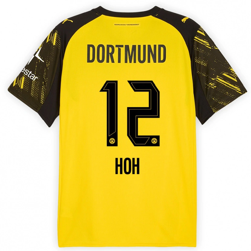 Danxen Enfant Maillot Hendrik Hoh #12 Jaune Noir Tenues Domicile 2025/26 T-Shirt