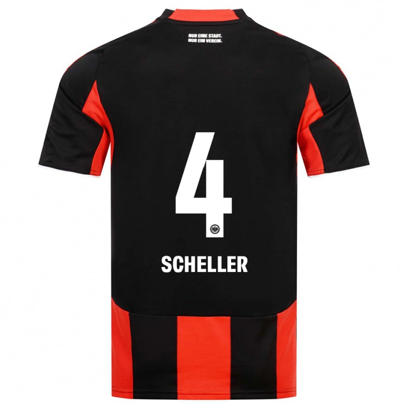 Danxen Enfant Maillot Niklas Scheller #4 Noir Rouge Tenues Domicile 2025/26 T-Shirt