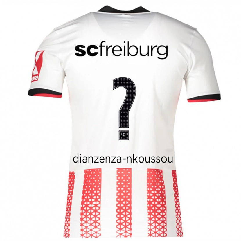 Danxen Enfant Maillot Chrisdy Dianzenza-Nkoussou #0 Blanc Rouge Tenues Domicile 2025/26 T-Shirt