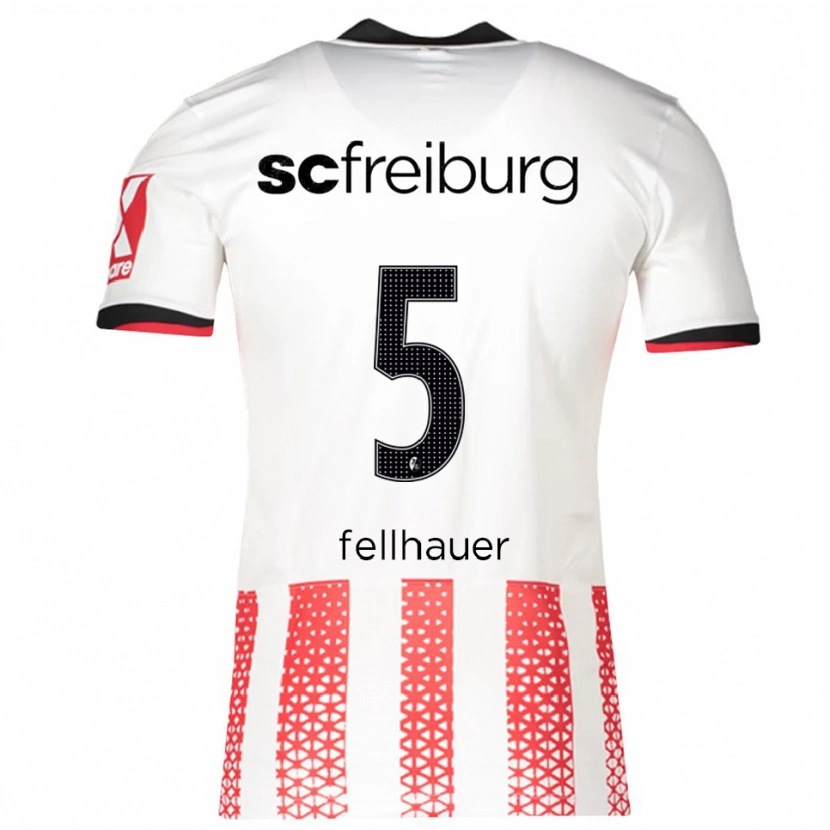 Danxen Enfant Maillot Kim Fellhauer #5 Blanc Rouge Tenues Domicile 2025/26 T-Shirt