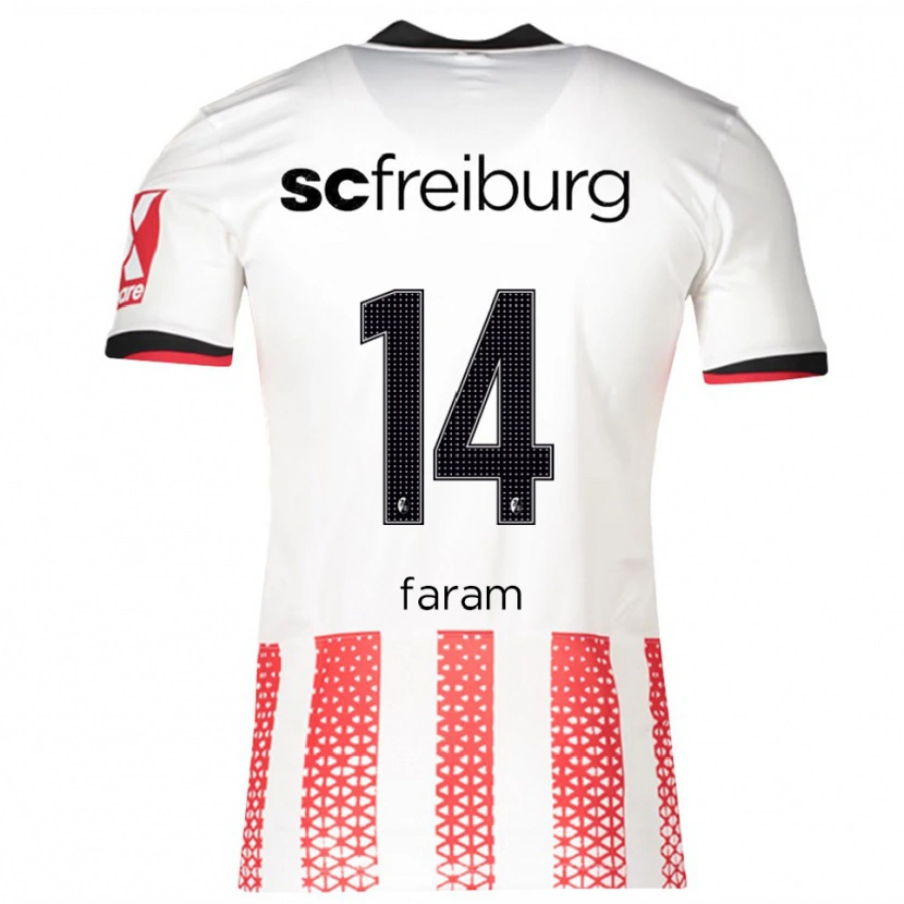 Danxen Enfant Maillot Djamal Faram #14 Blanc Rouge Tenues Domicile 2025/26 T-Shirt