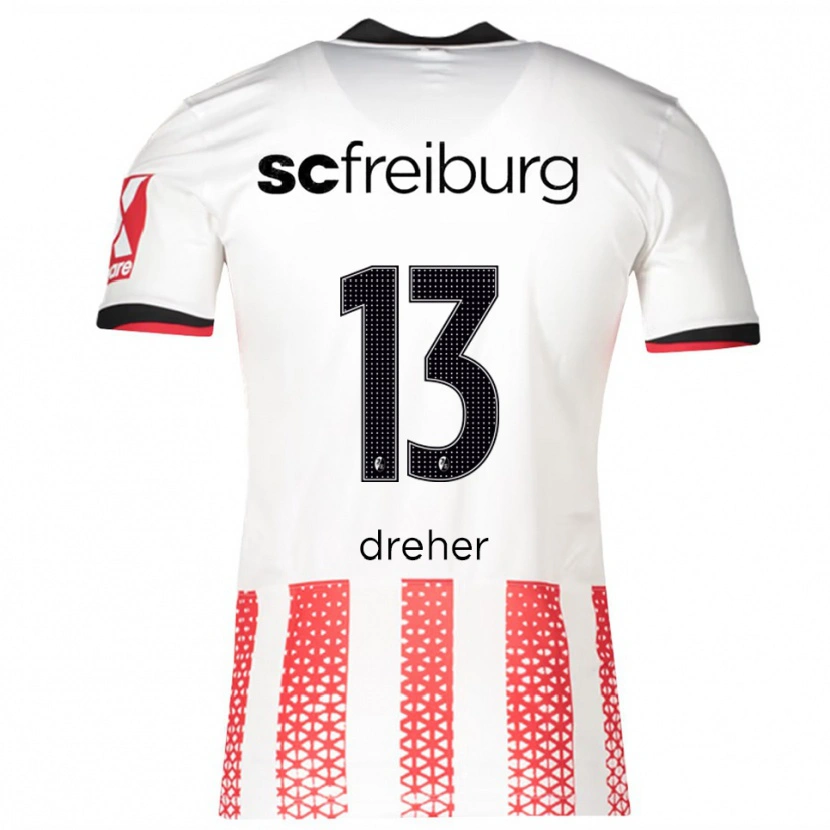Danxen Enfant Maillot Cedric Dreher #13 Blanc Rouge Tenues Domicile 2025/26 T-Shirt