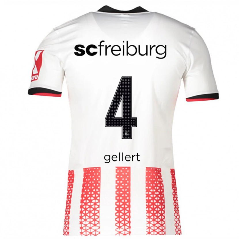 Danxen Enfant Maillot Fabian Gellert #4 Blanc Rouge Tenues Domicile 2025/26 T-Shirt