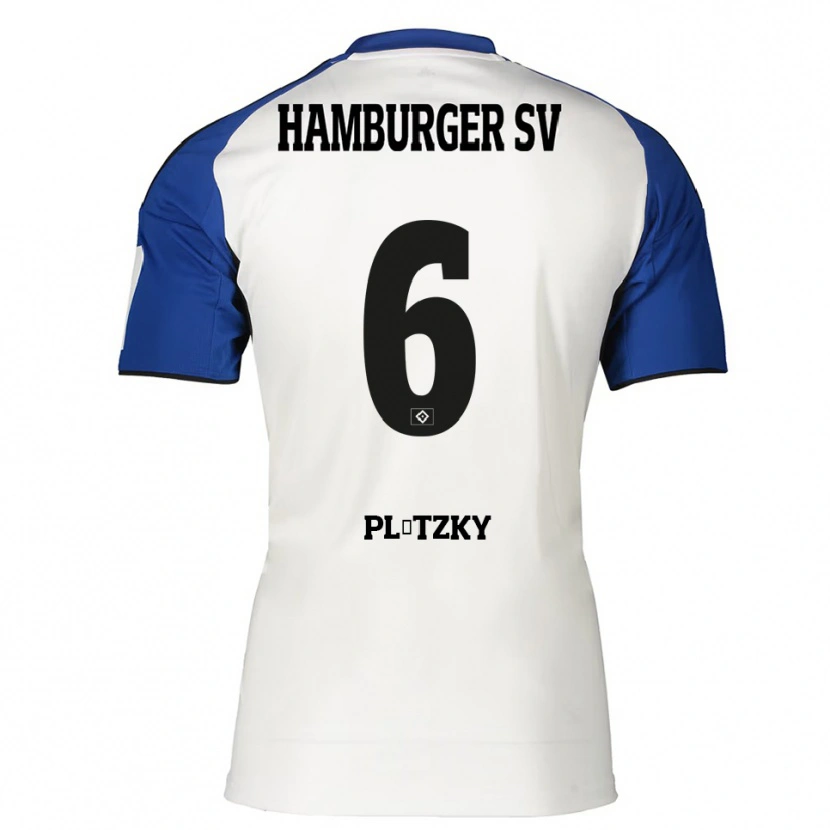 Danxen Enfant Maillot Lennart Plötzky #6 Blanc Bleu Tenues Domicile 2025/26 T-Shirt