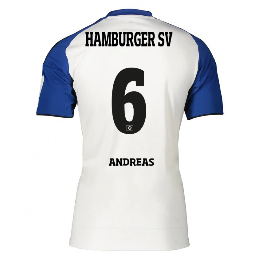 Danxen Enfant Maillot Noah Andreas #6 Blanc Bleu Tenues Domicile 2025/26 T-Shirt