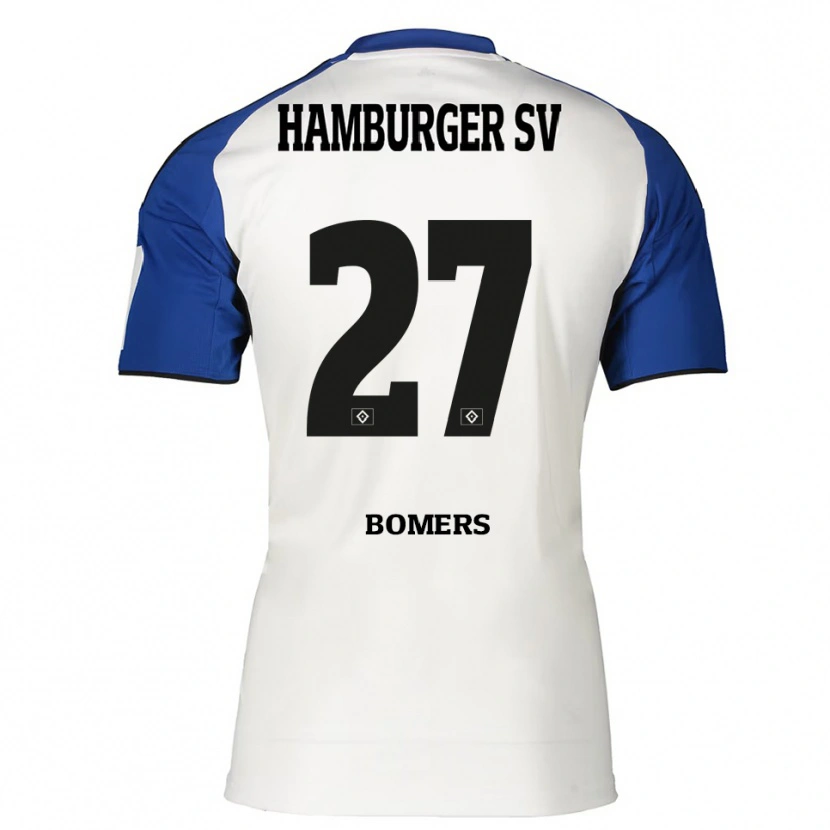 Danxen Enfant Maillot Henrik Bomers #27 Blanc Bleu Tenues Domicile 2025/26 T-Shirt