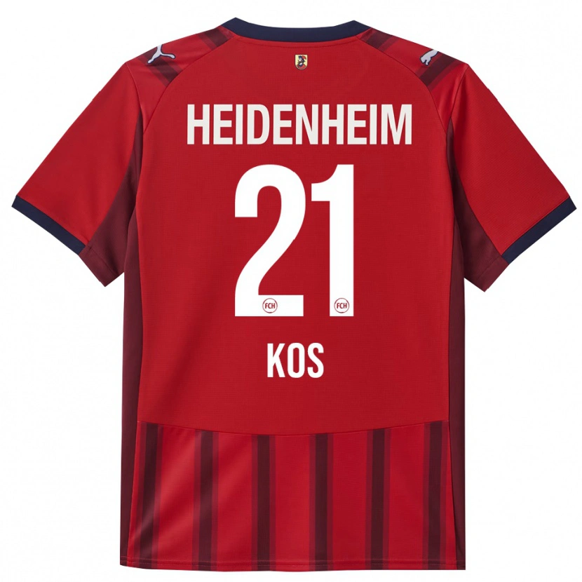 Danxen Enfant Maillot Maximilian Kos #21 Rouge Marine Tenues Domicile 2025/26 T-Shirt